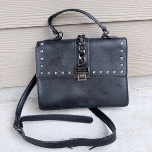 Badgley Mischka vegan leather black studded chain bag